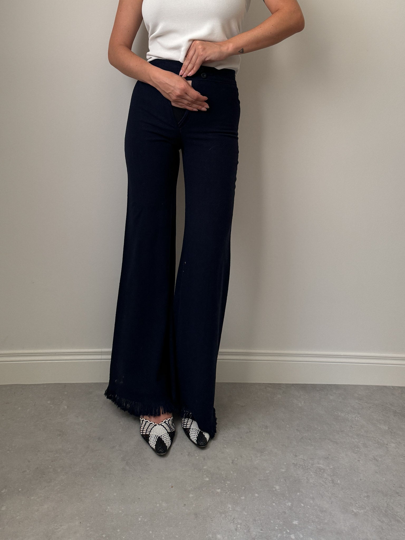 Linen and cotton blue pants