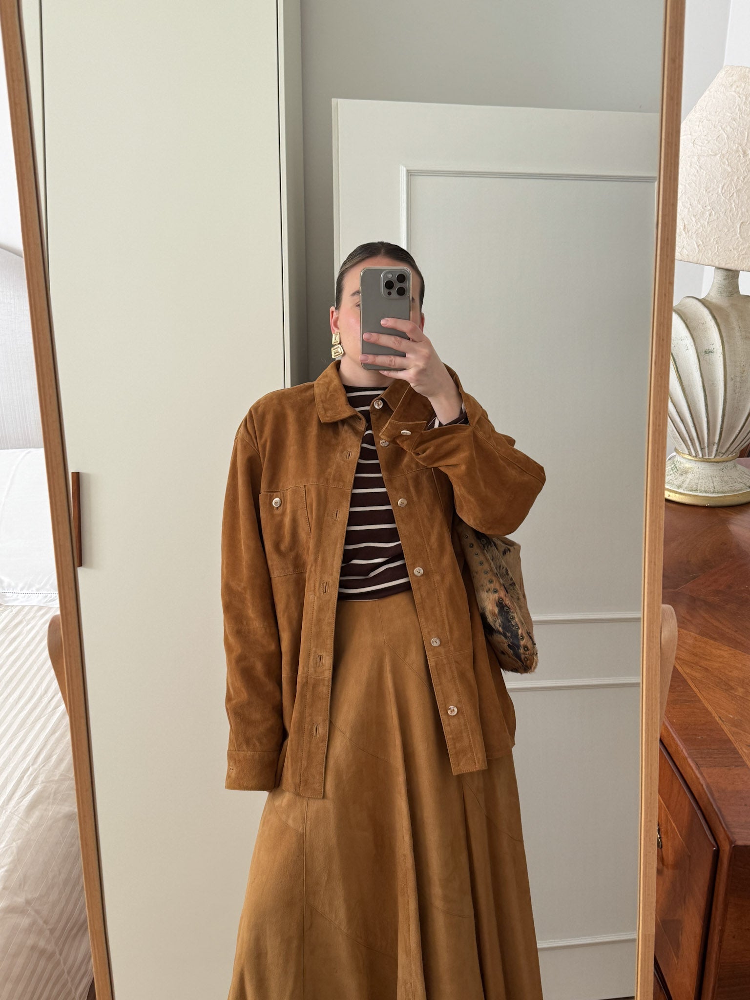 Real suede camel jacket