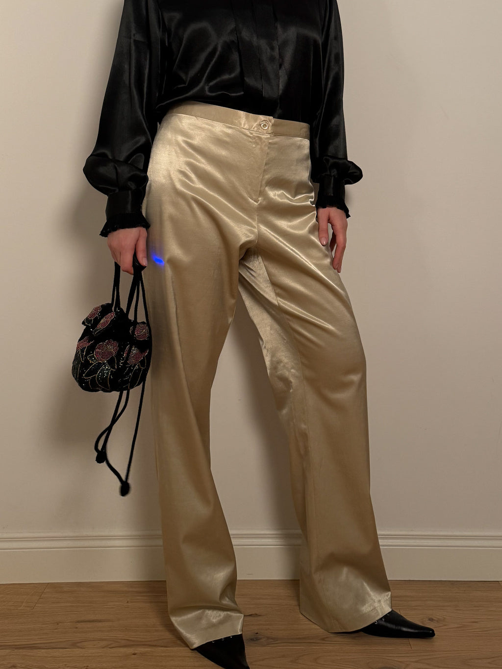 Viscose and cotton gold pants