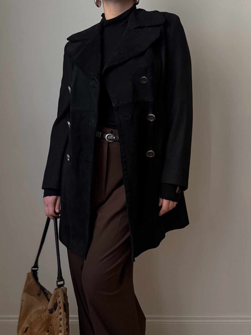 Suede and wool black jacket