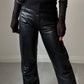 Real leather black pants