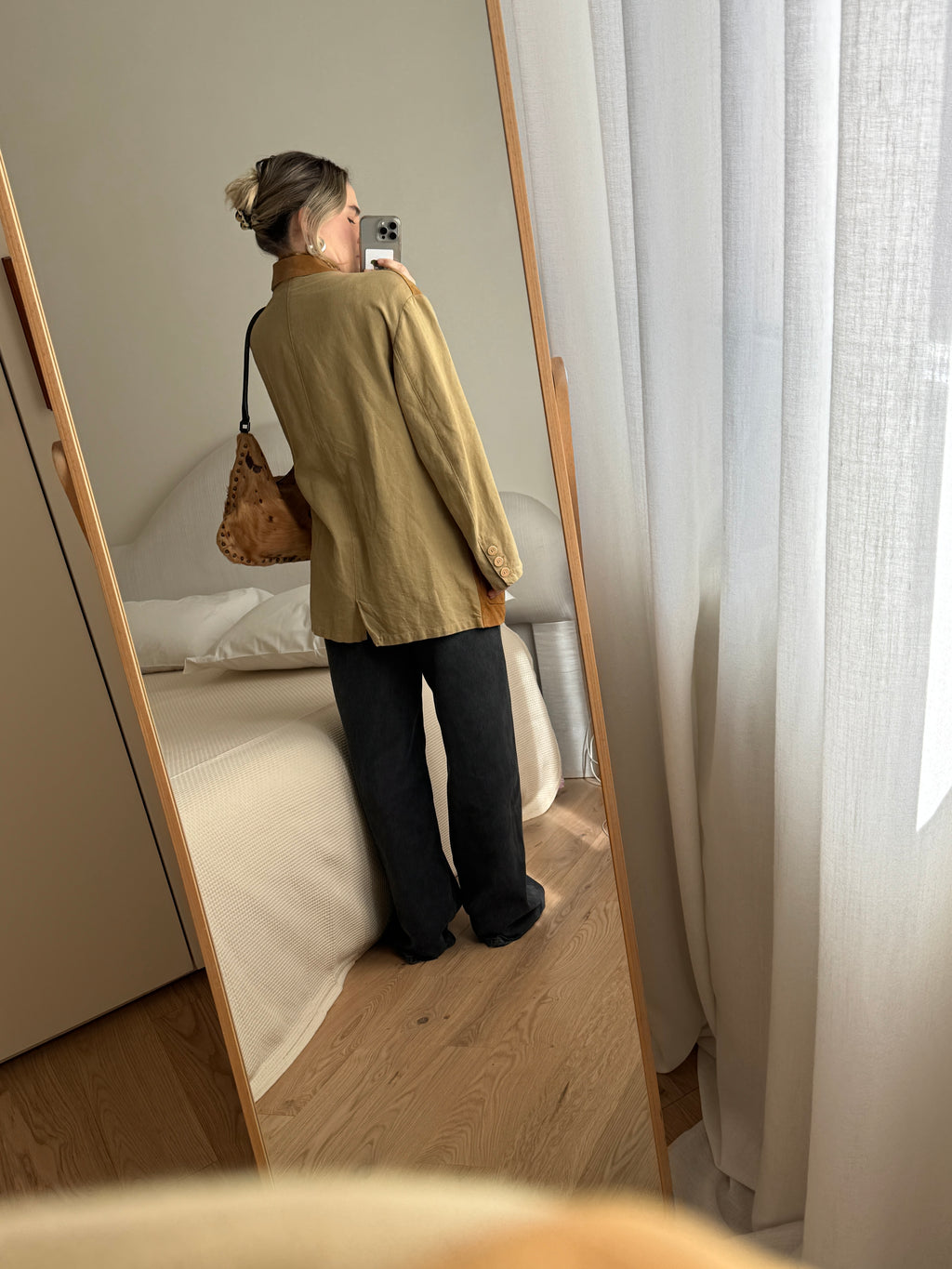 Suede and linen jacket