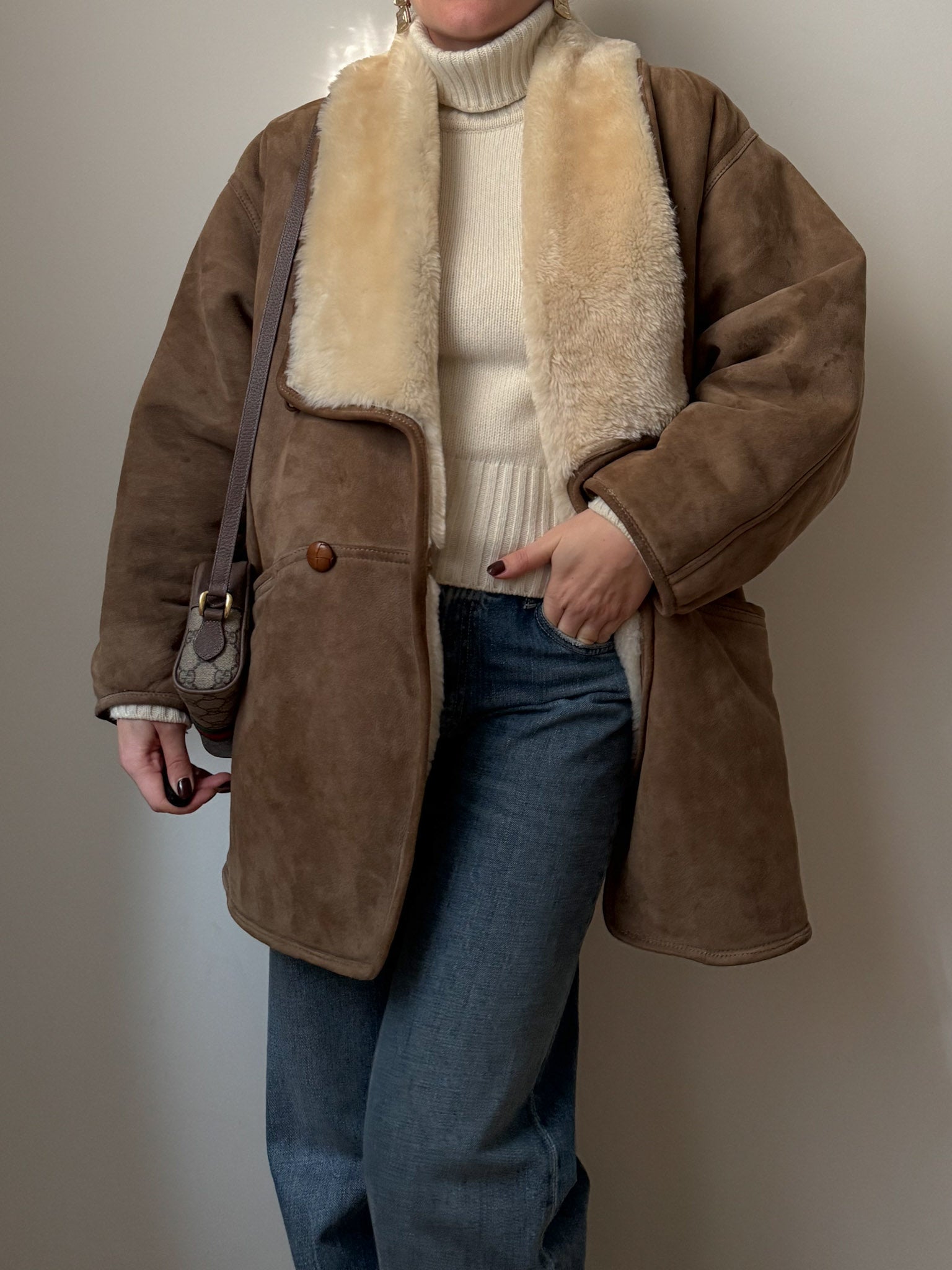 Original Shearling taupe coat