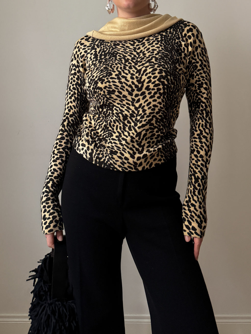Viscose and wool animalier top