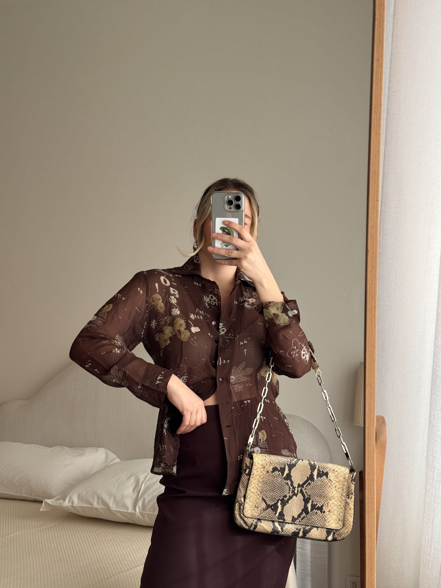 Pure silk chocolate shirt