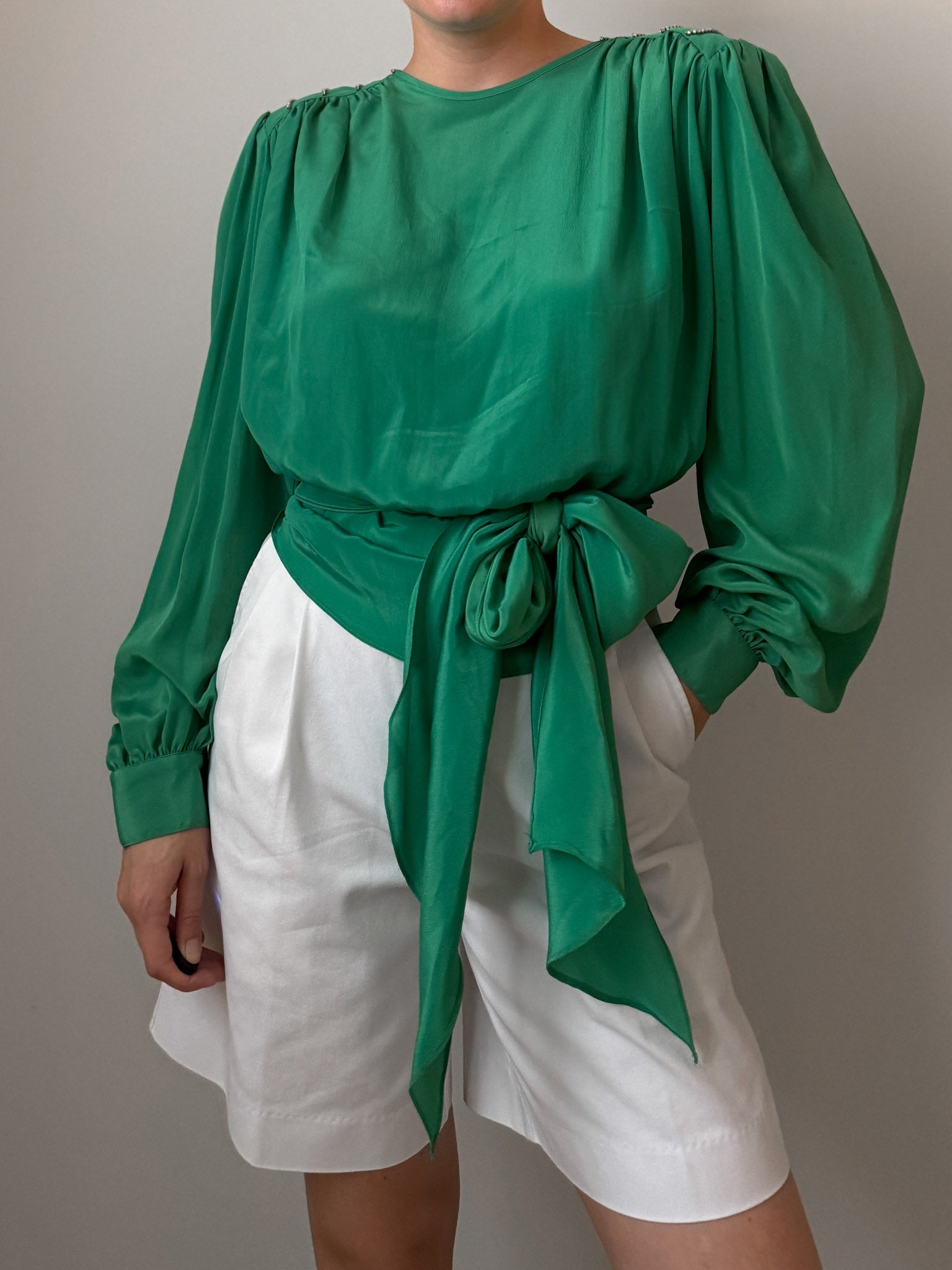 Silk blend green blouse