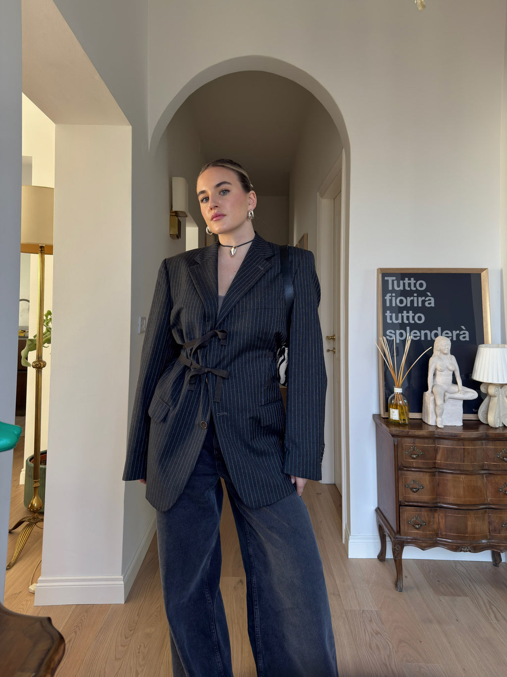 Brando pinestriped anthracite wool