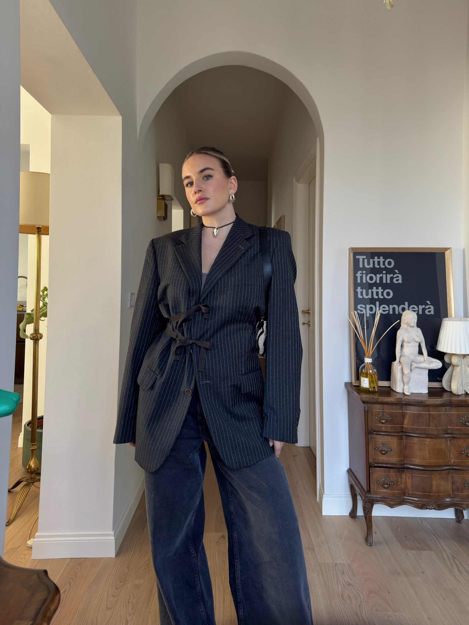 Brando pinestriped anthracite wool