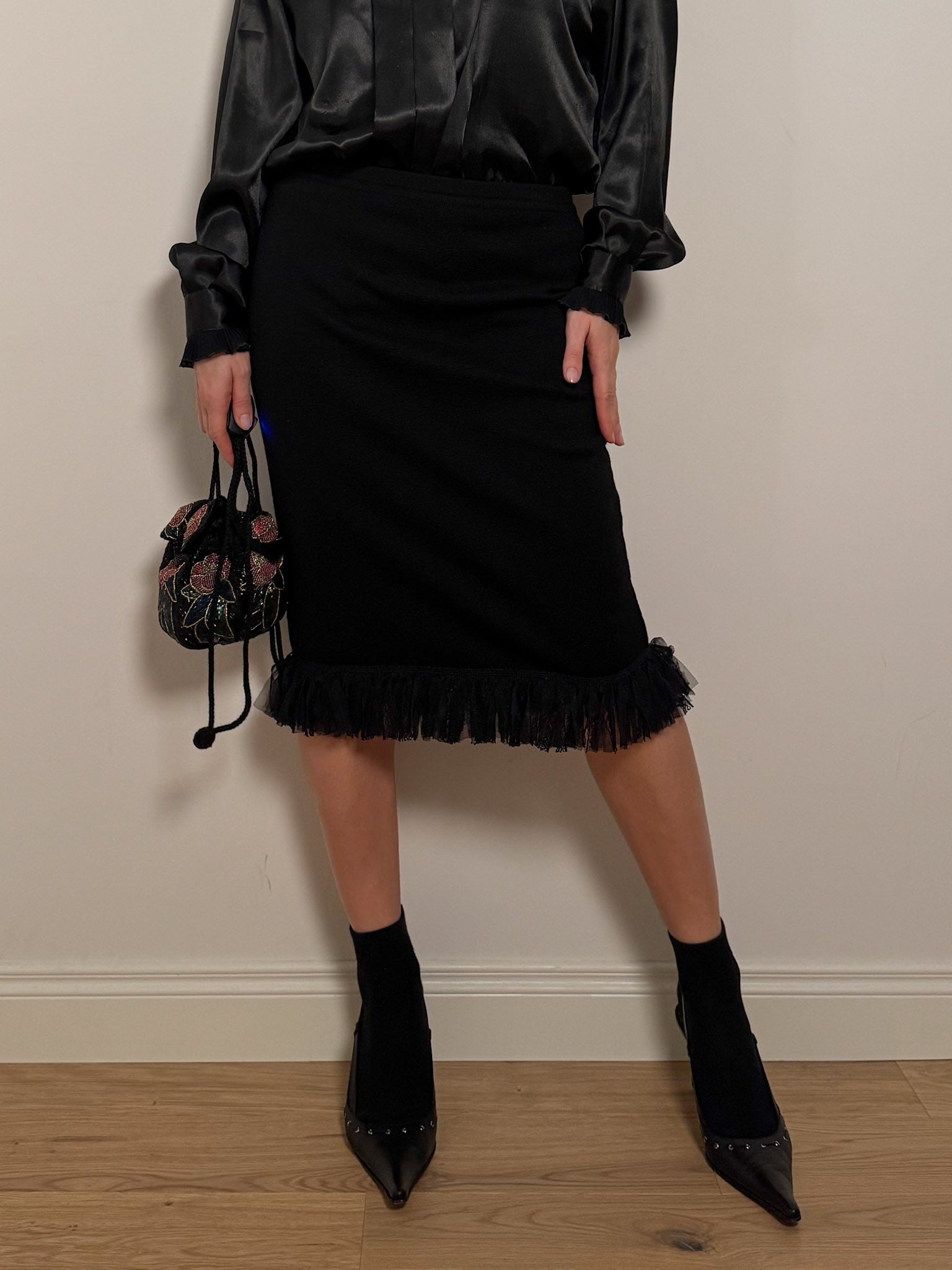 Pure wool black skirt