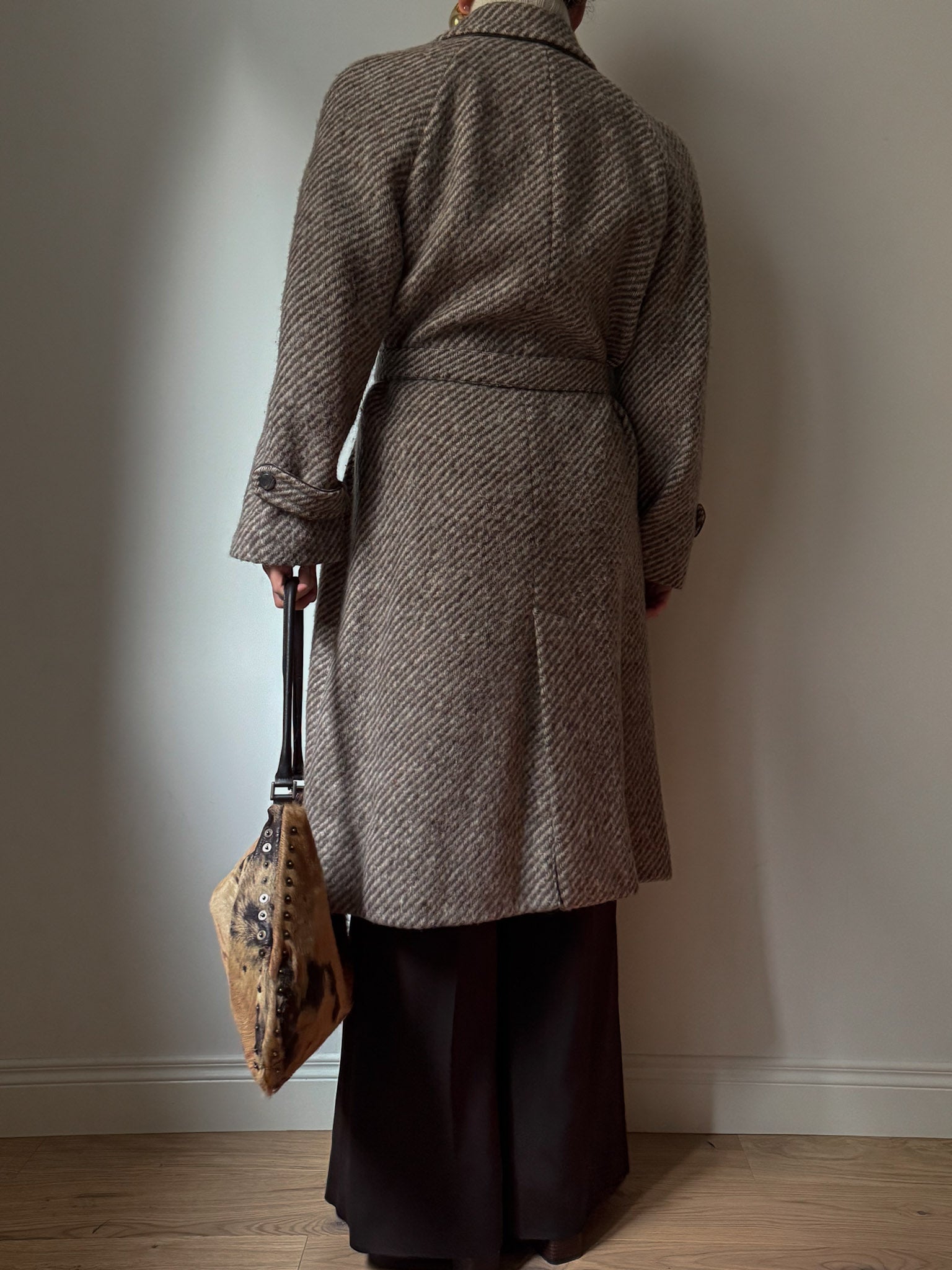 Pure wool herringbone coat