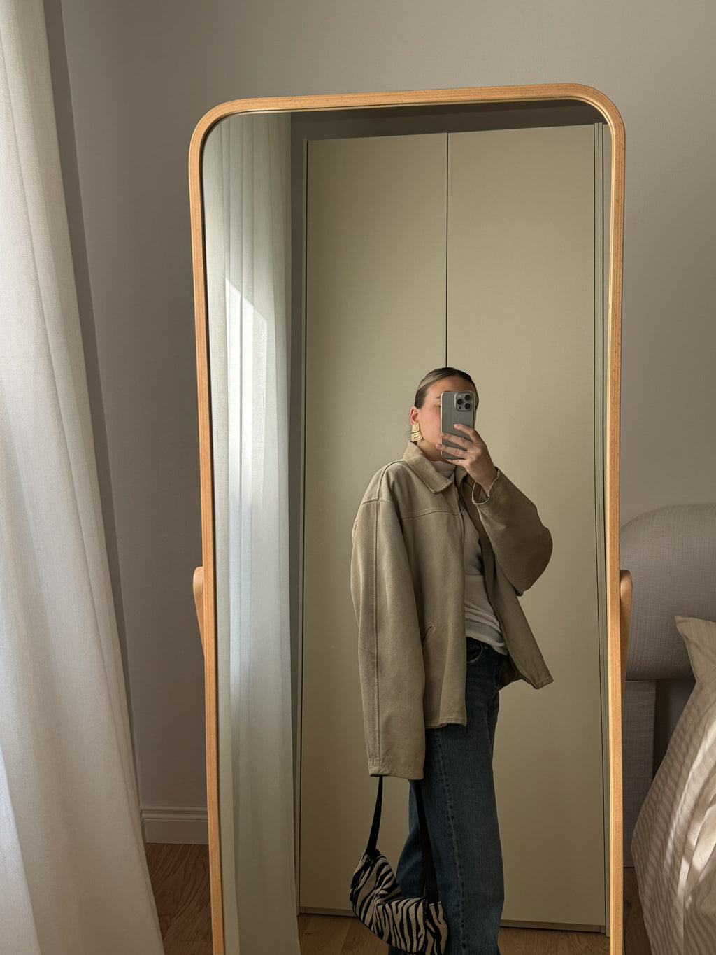 Real suede sand jacket