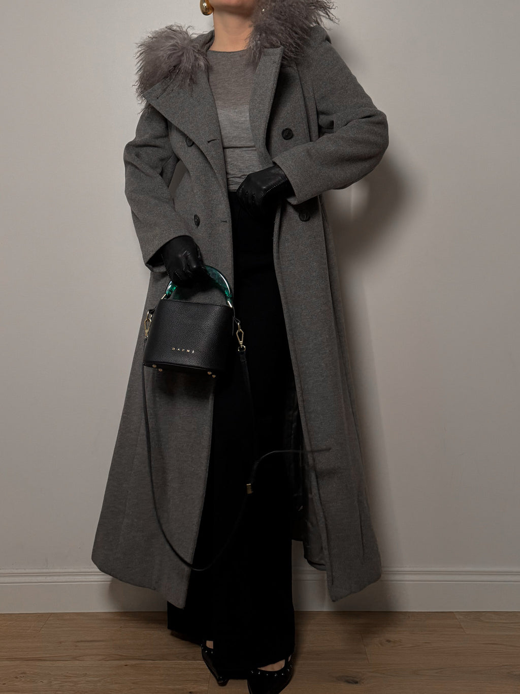 Wool, Angora and cashmere grey coat