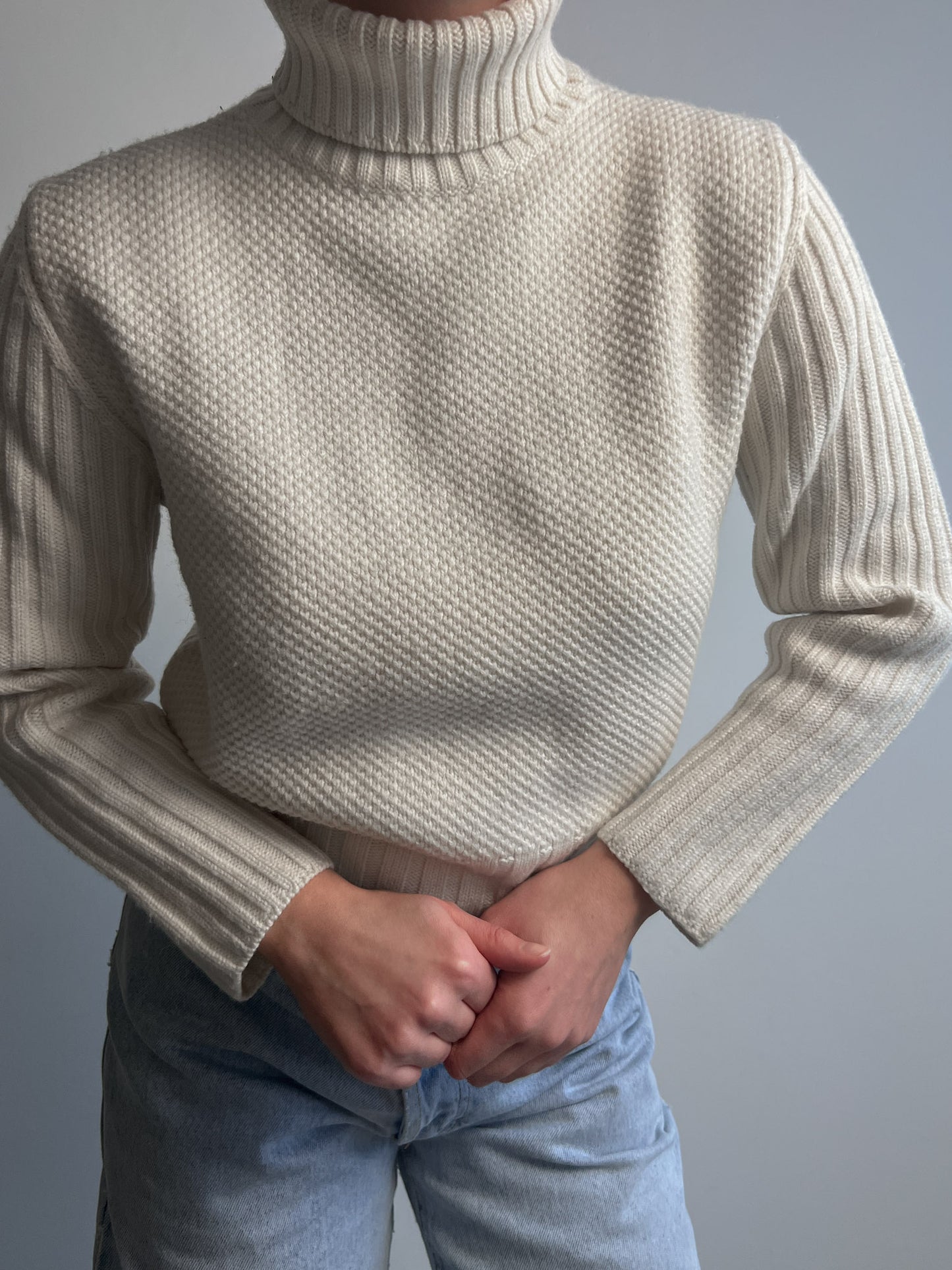 Pure wool ivory turtleneck