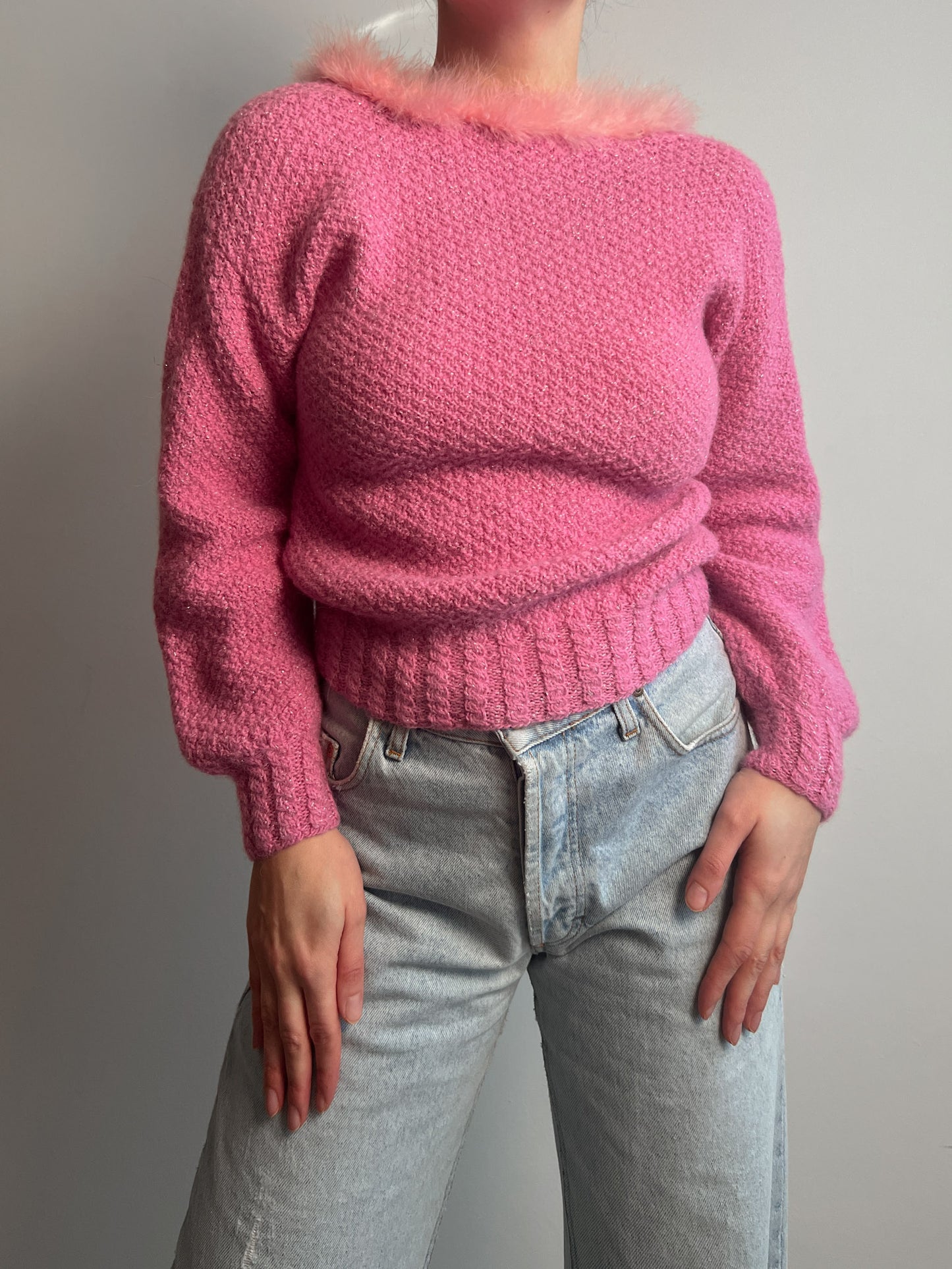 Wool and plumage pink cardigan