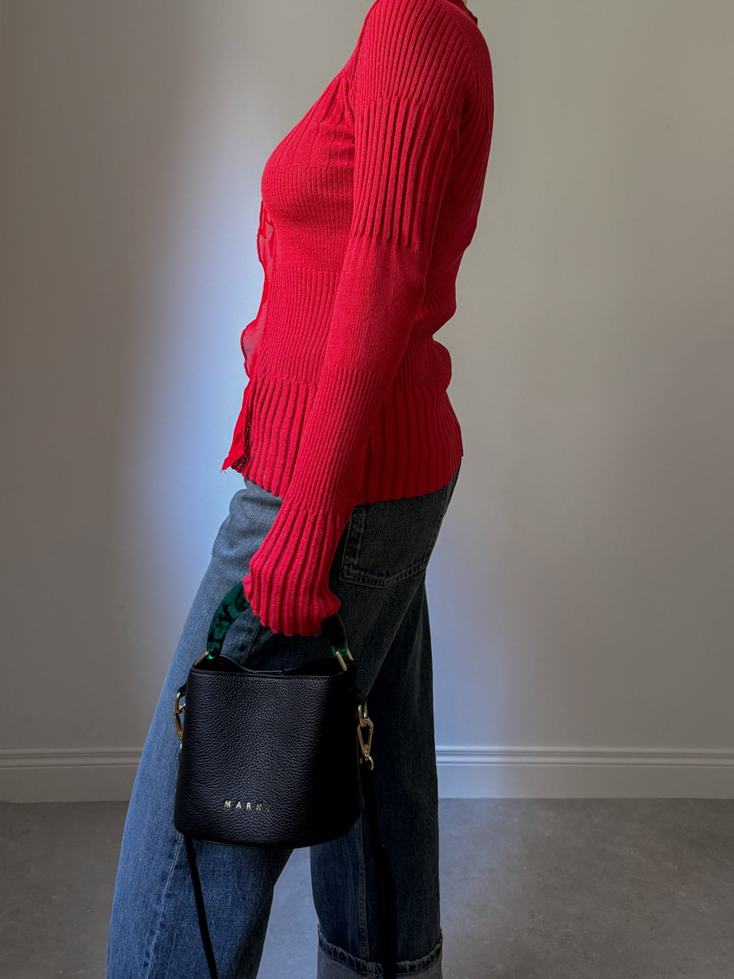 Viscose and cotton red cardigan