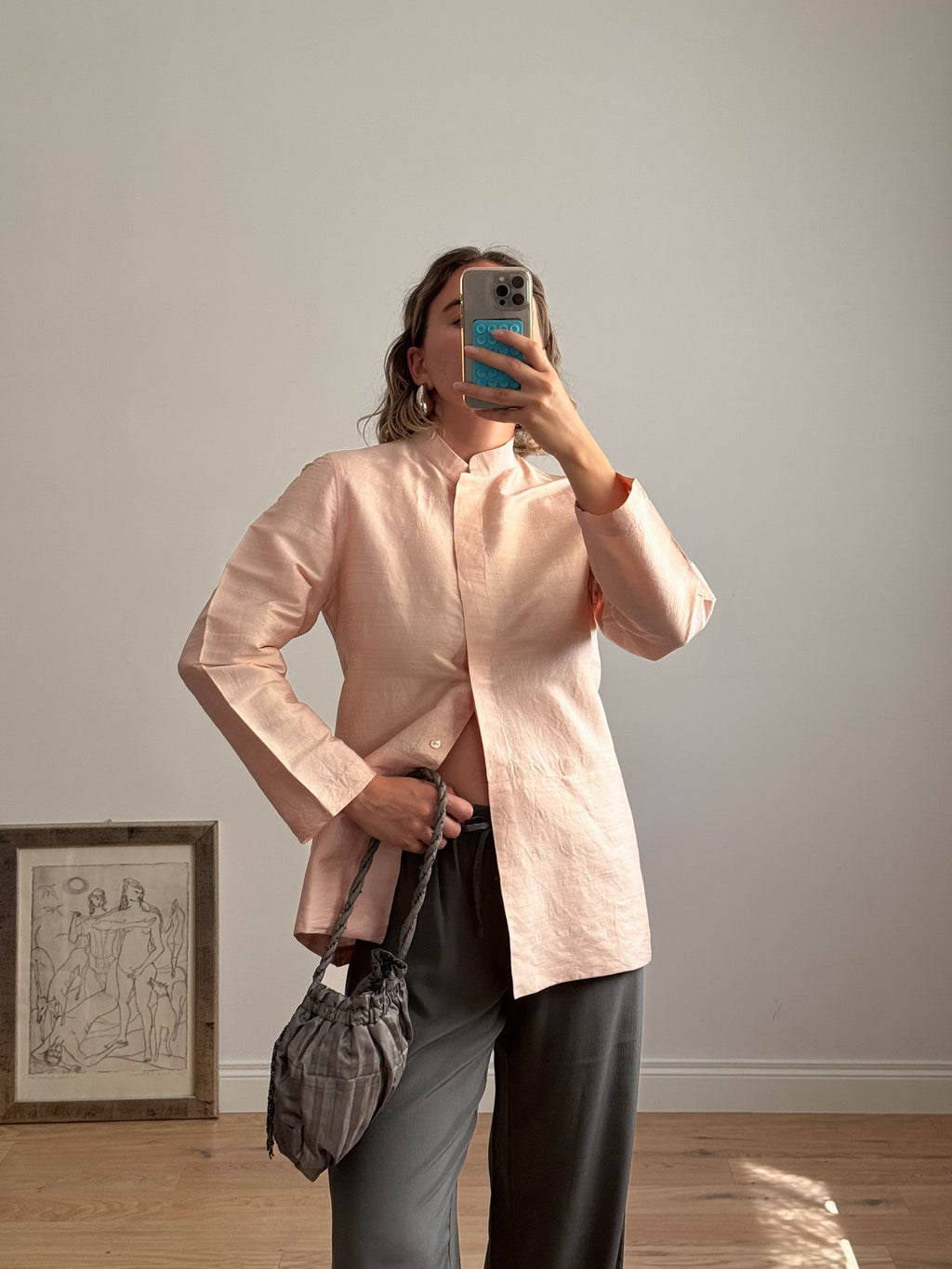 Pure silk pink shirt