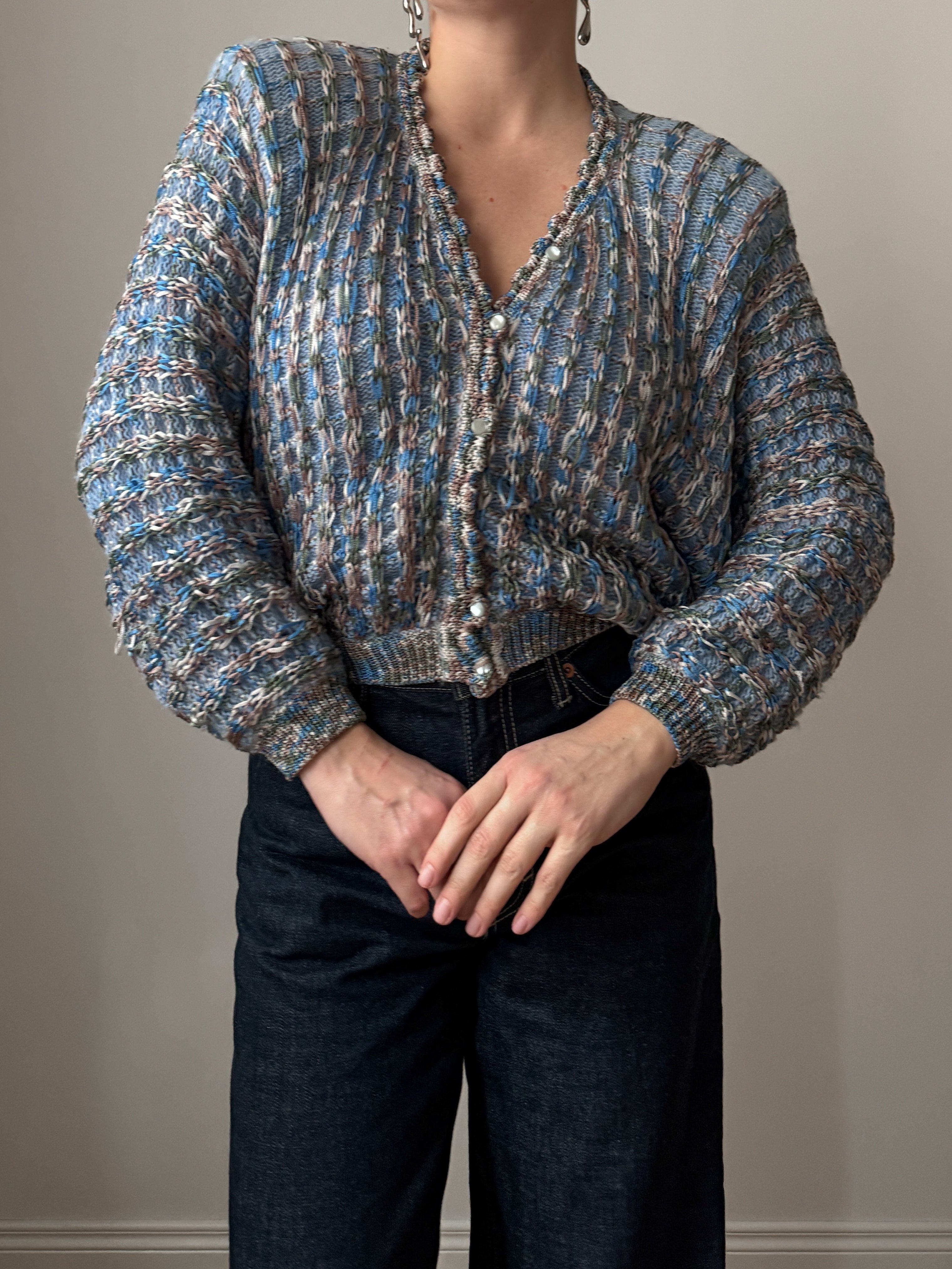 Wool and viscose cropped cardigan