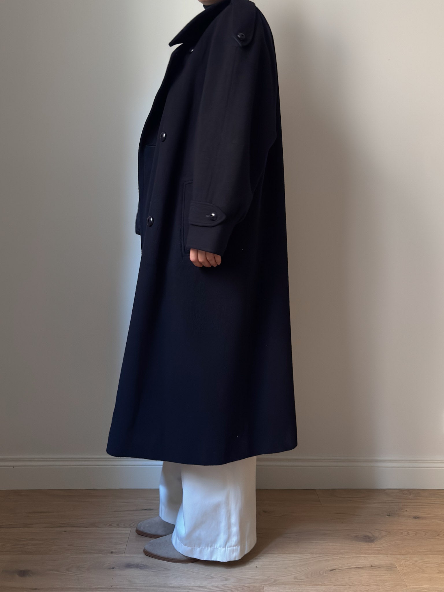 Wool and lambswool blue coat