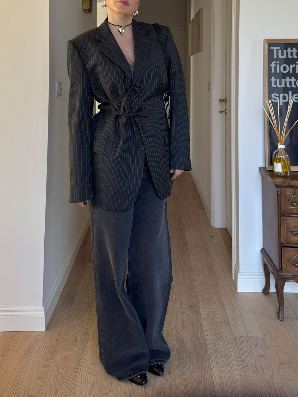 Brando pinestriped anthracite wool