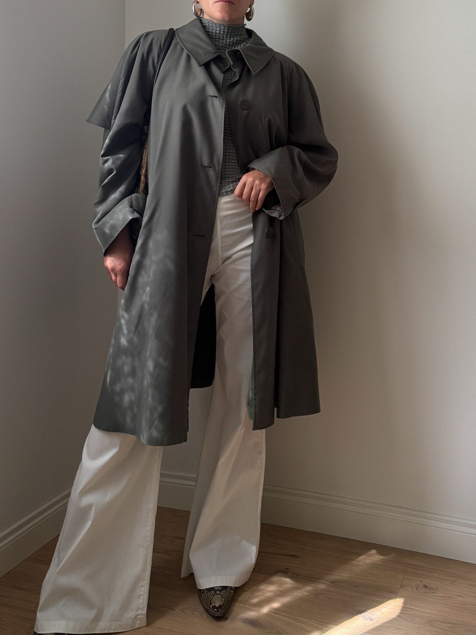 Olive trench coat