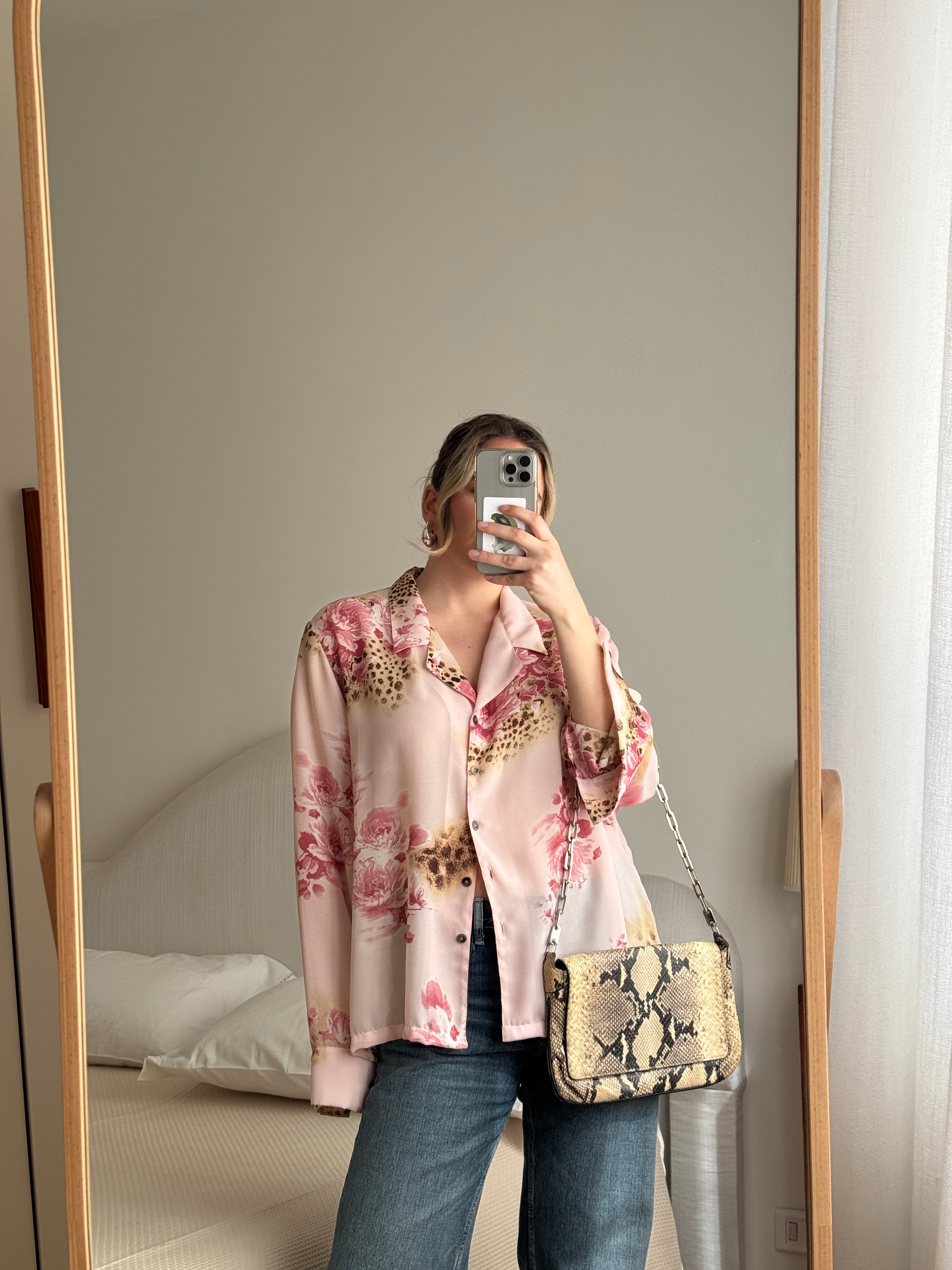 Viscose pink animalier shirt