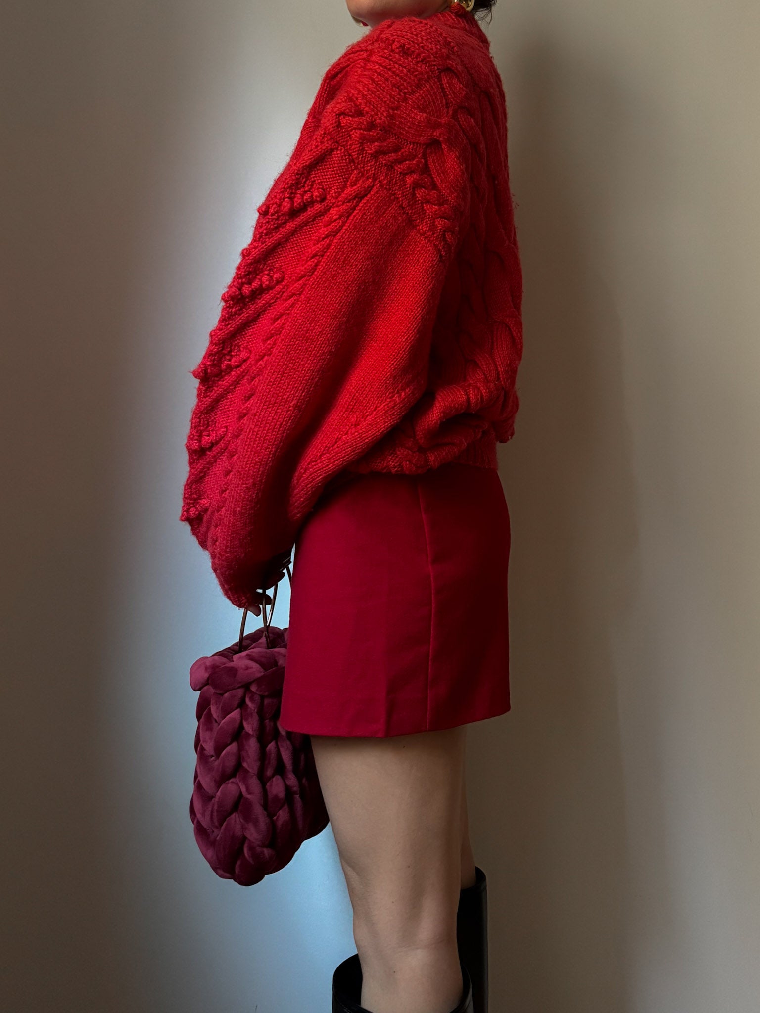 Pure wool red maxi pull