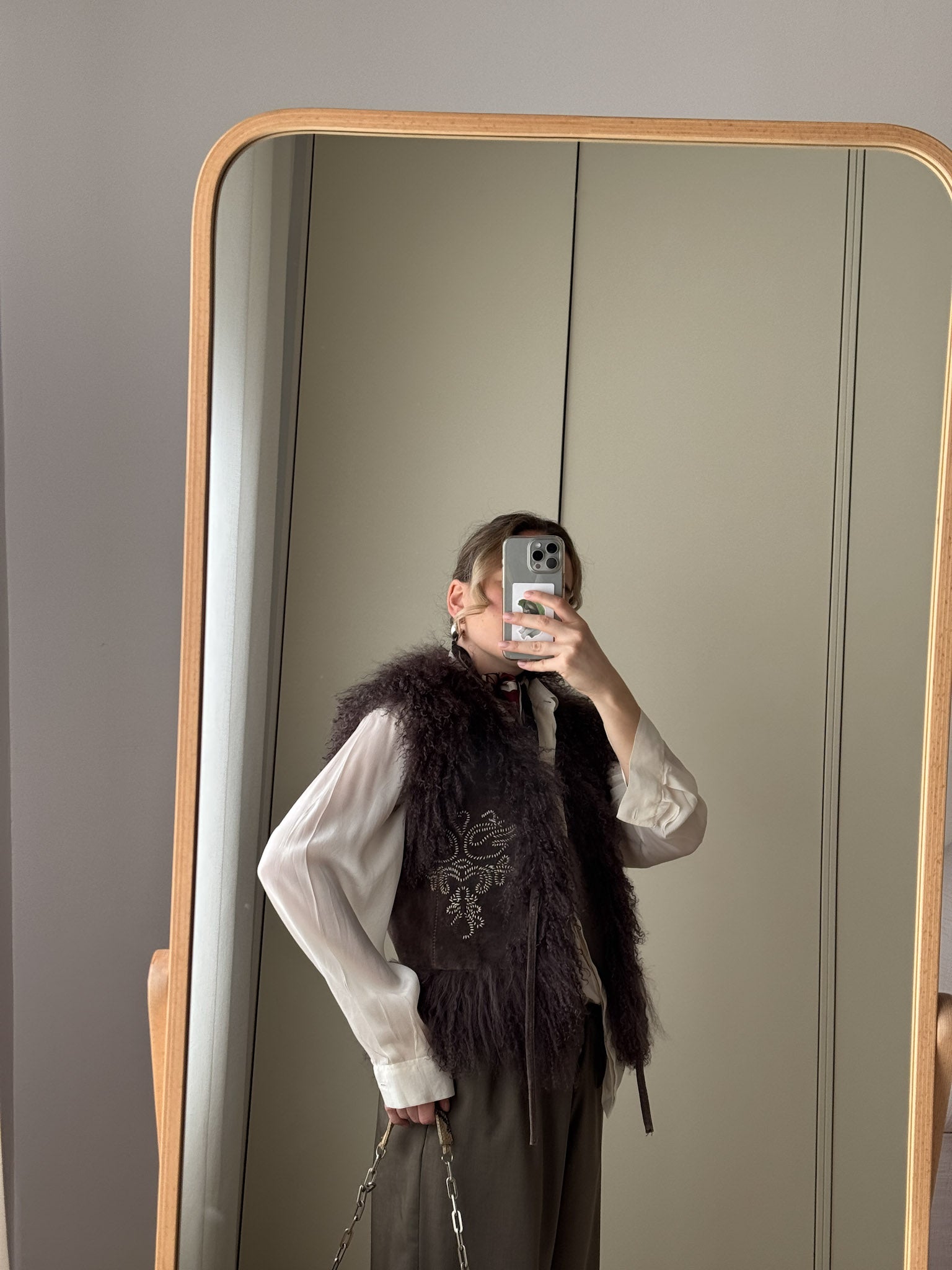 Mongolia and suede gilet