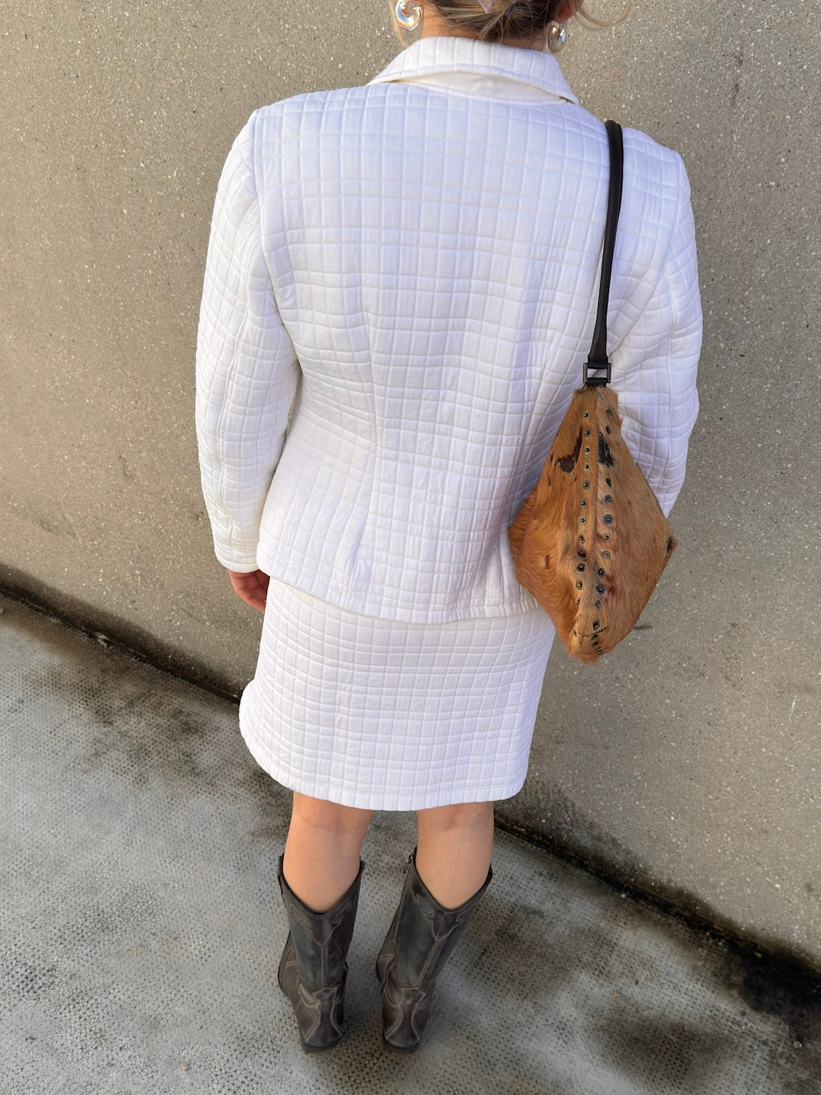 Quilted white suit