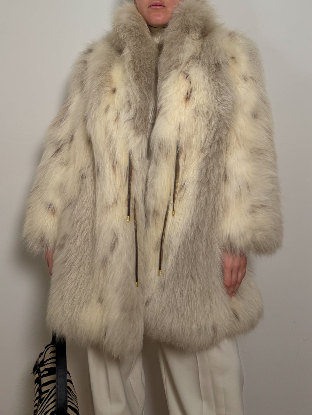 Real fur ivory coat