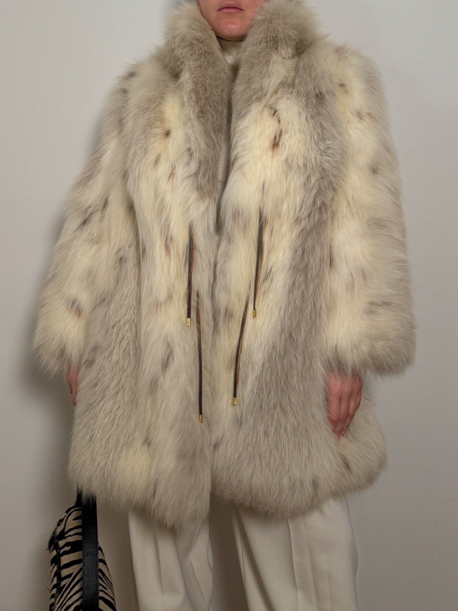 Real fur ivory coat