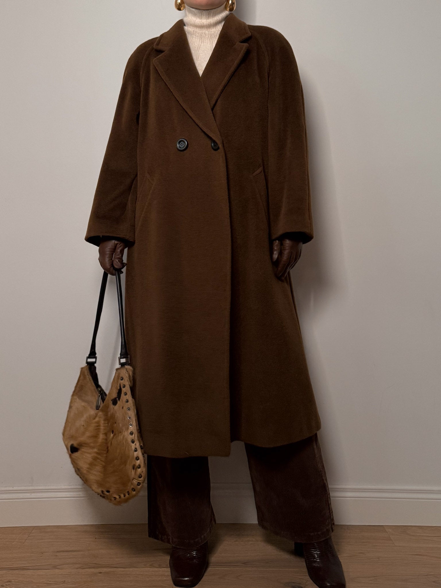 Pure virgin wool brown coat