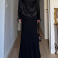 Pure wool black long skirt