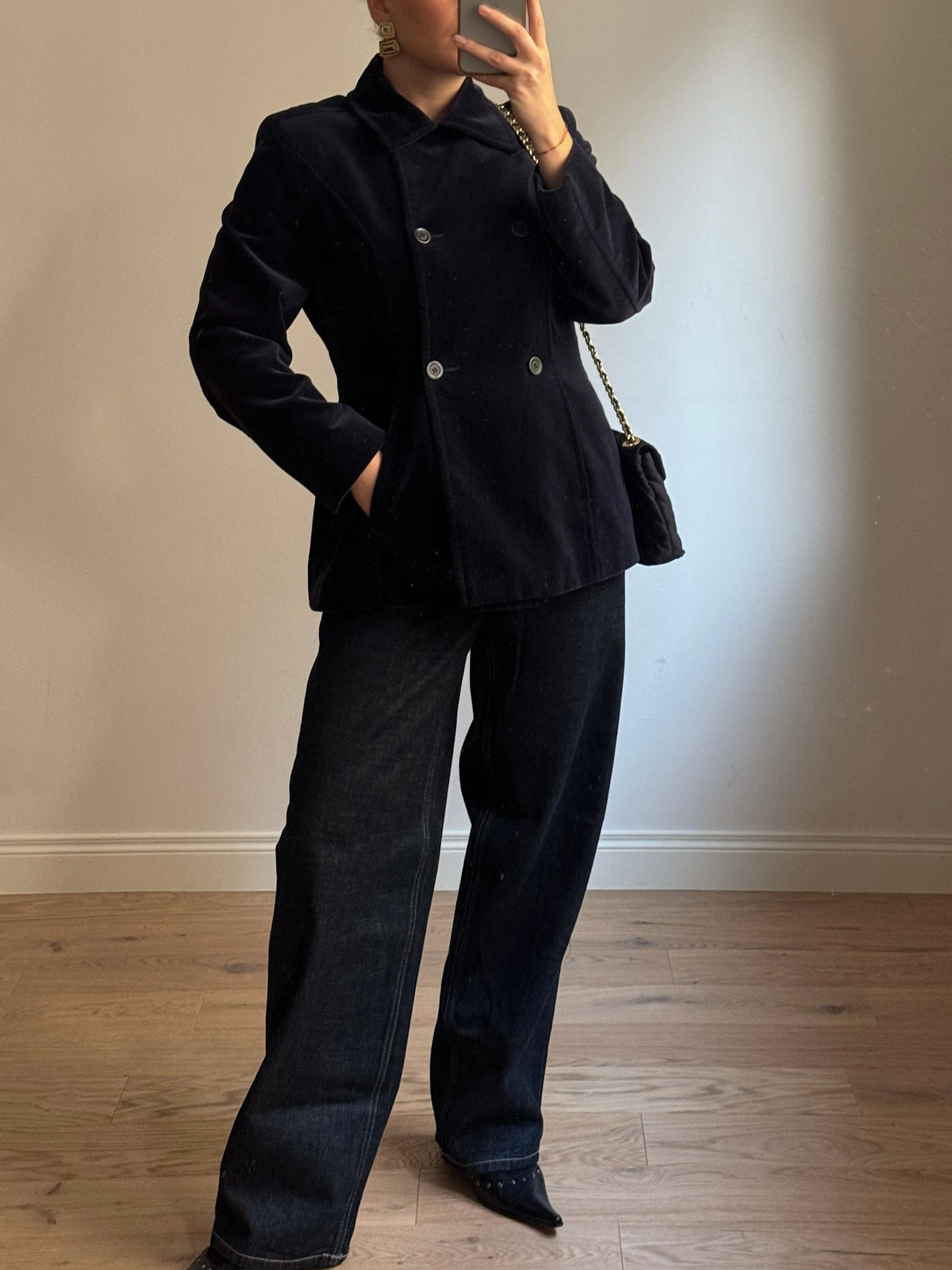 Cotton velvet blue blazer