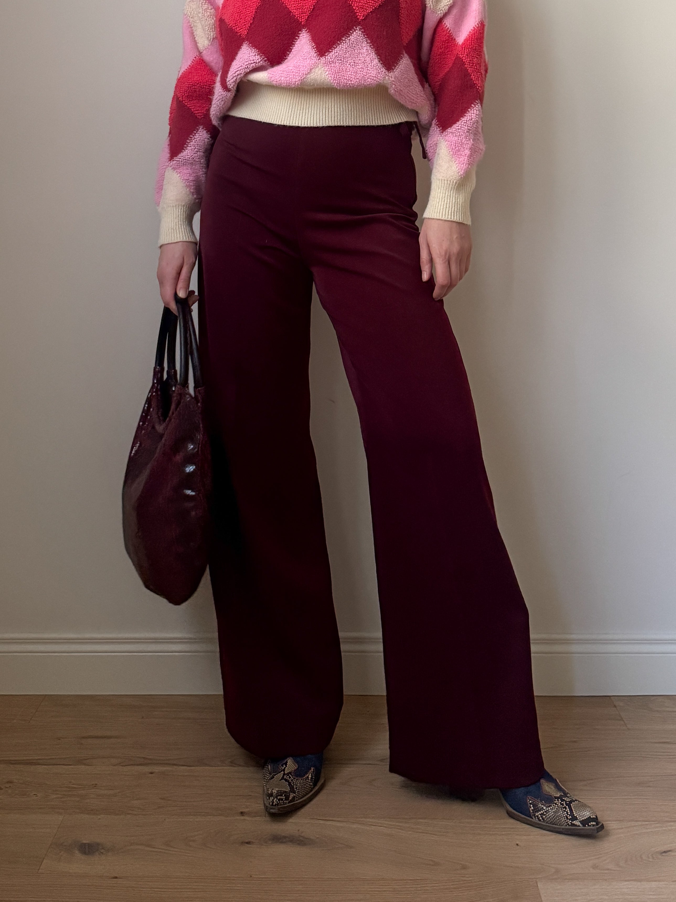 Rayon burgundy pants