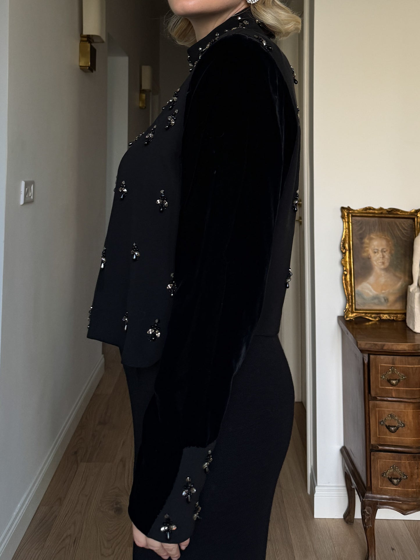Velvet and strass black blouse