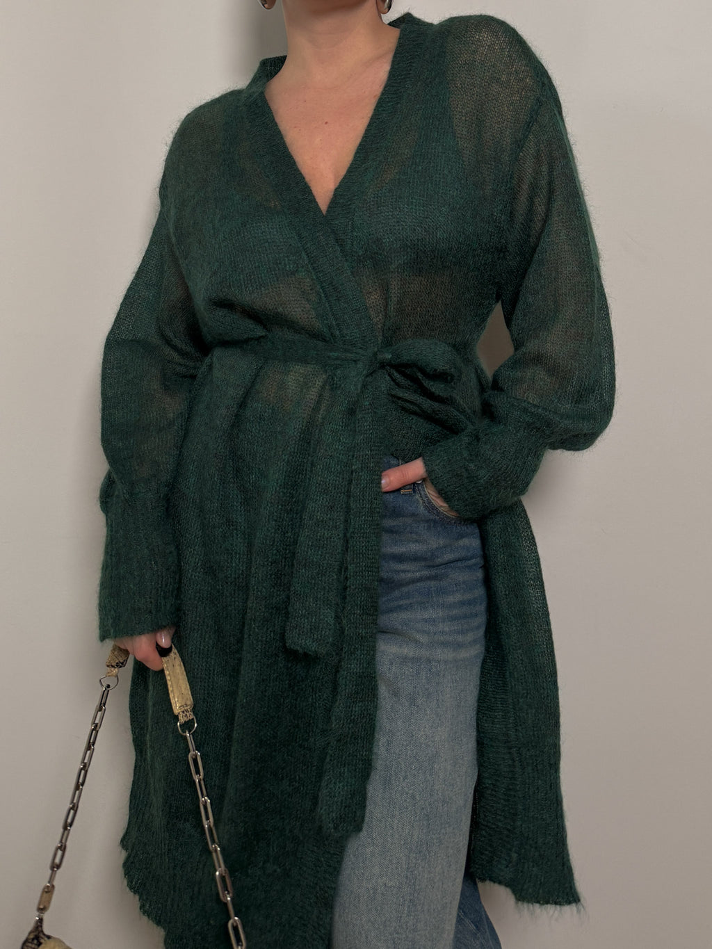 Mohair green maxi cardigan
