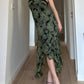 Pure silk black and green dress