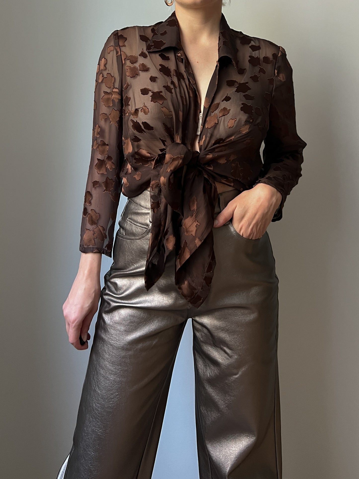 Pure silk brown blouse