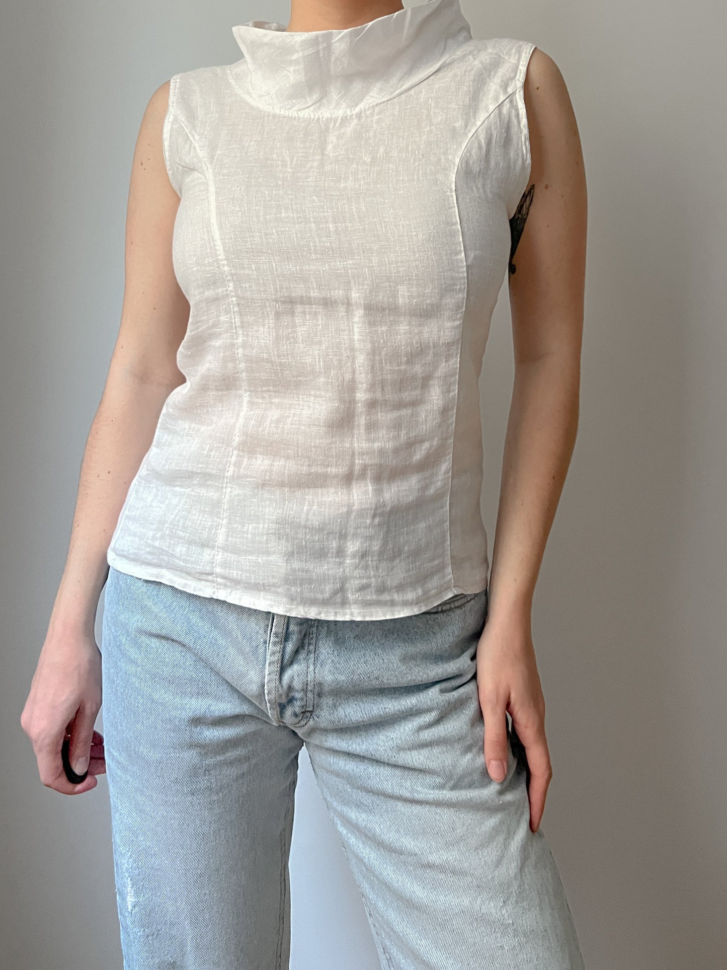 Pure linen white top