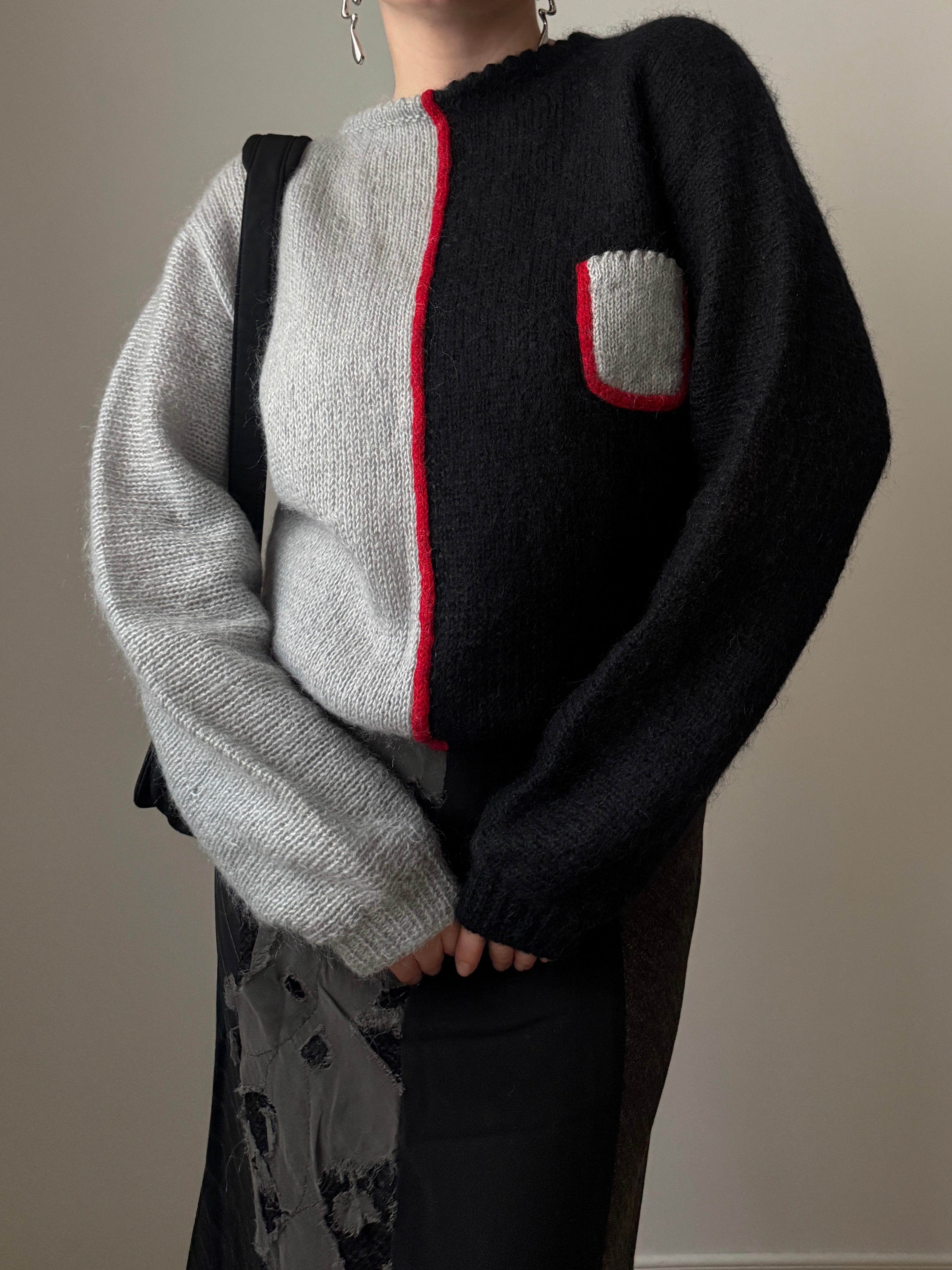 Wool and mohair black and grey pull