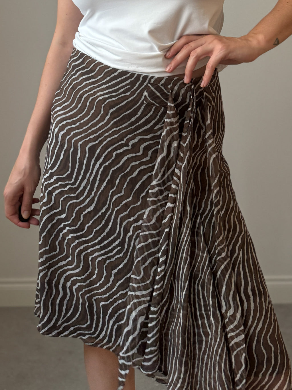 Pure silk animalier skirt
