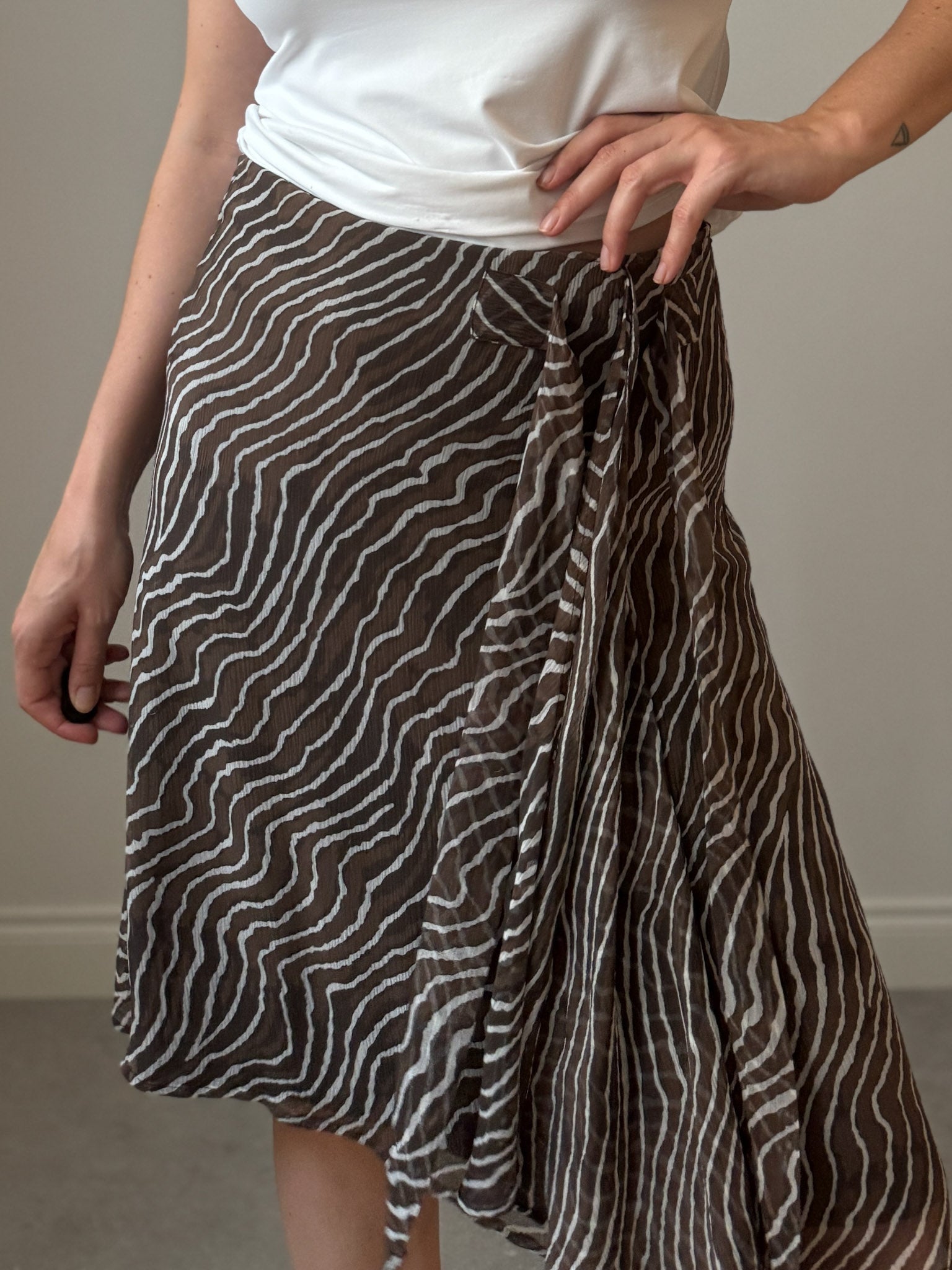 Pure silk animalier skirt