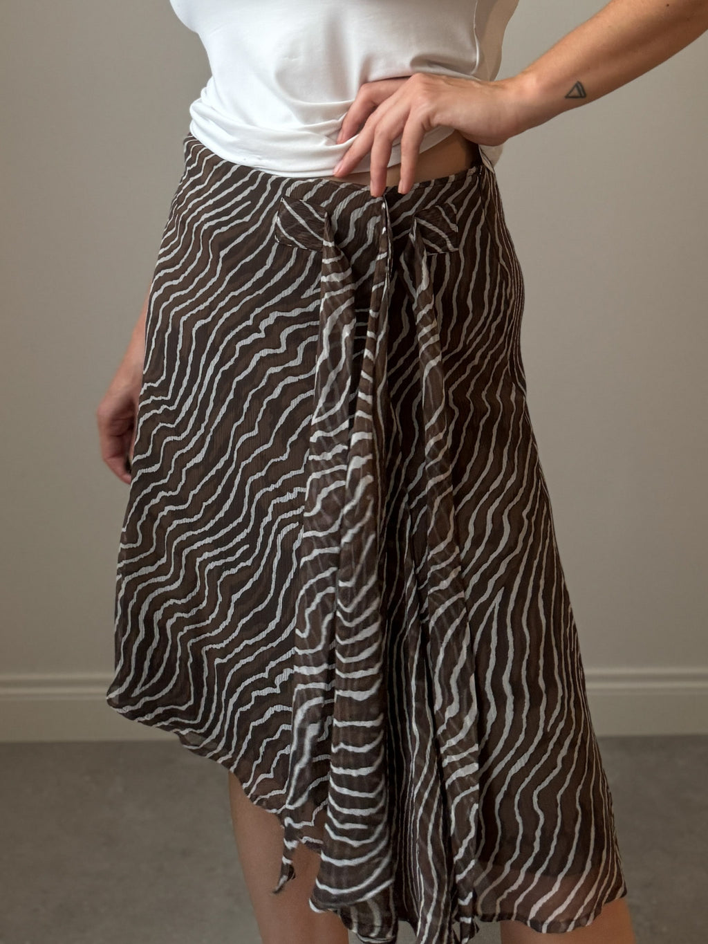 Pure silk animalier skirt