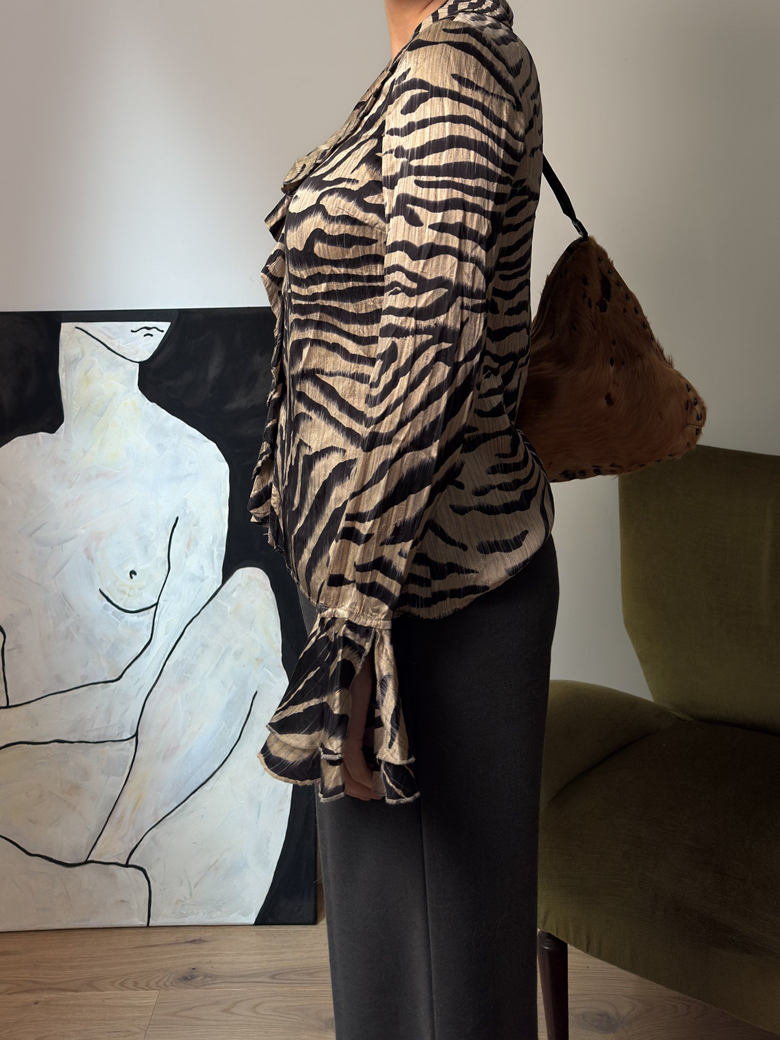 Pure silk animalier blouse