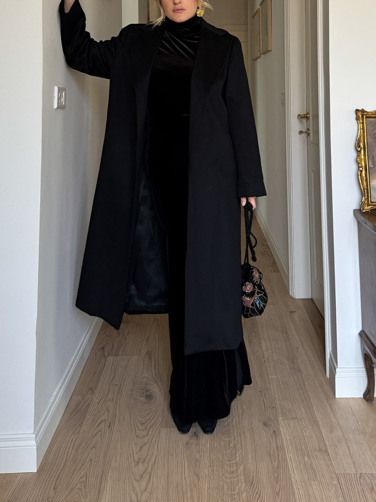Virgin wool black coat