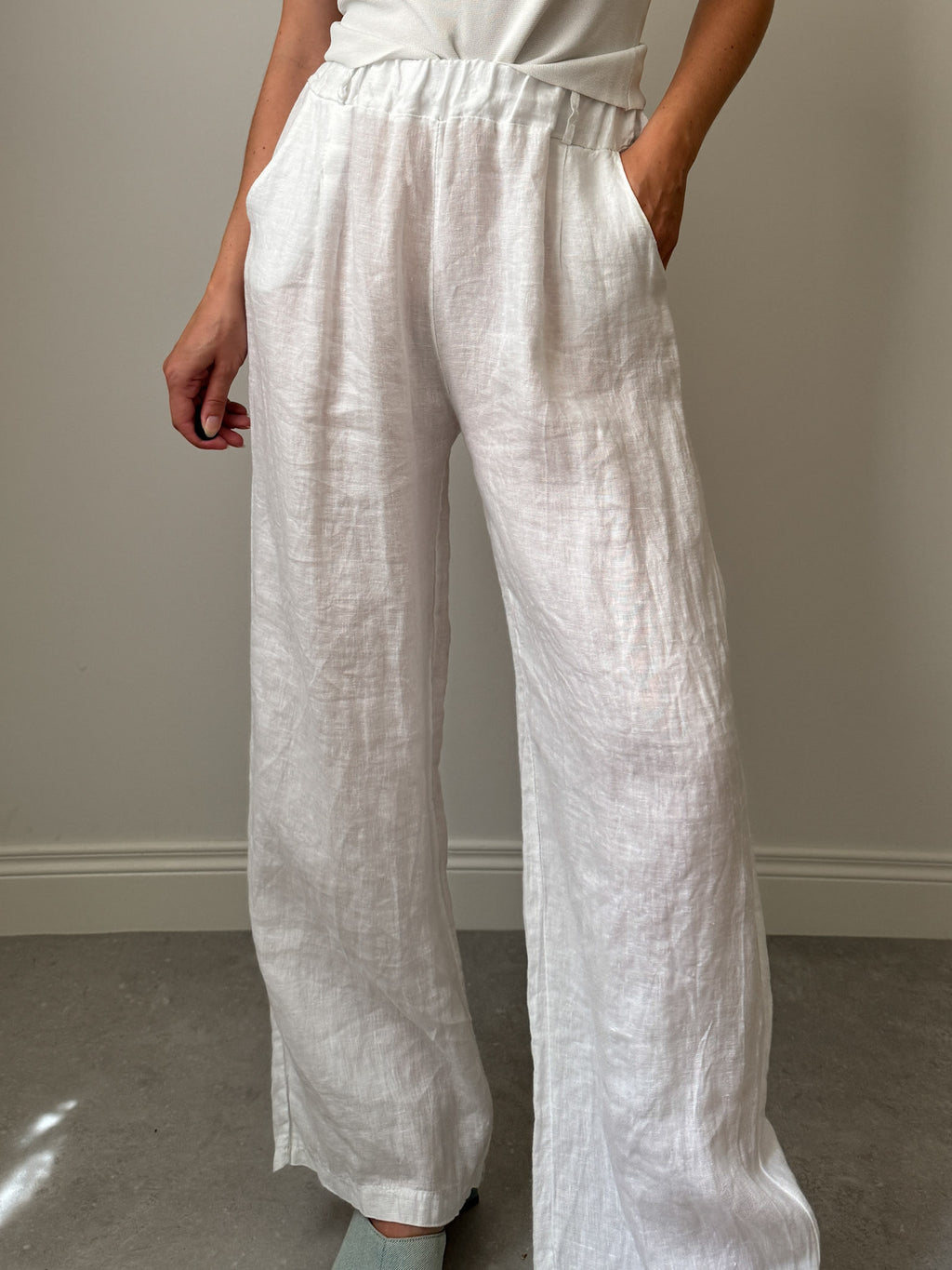 Pure linen white pants