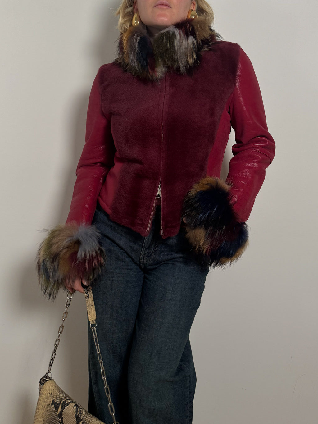 Original shearling burgundy jacket