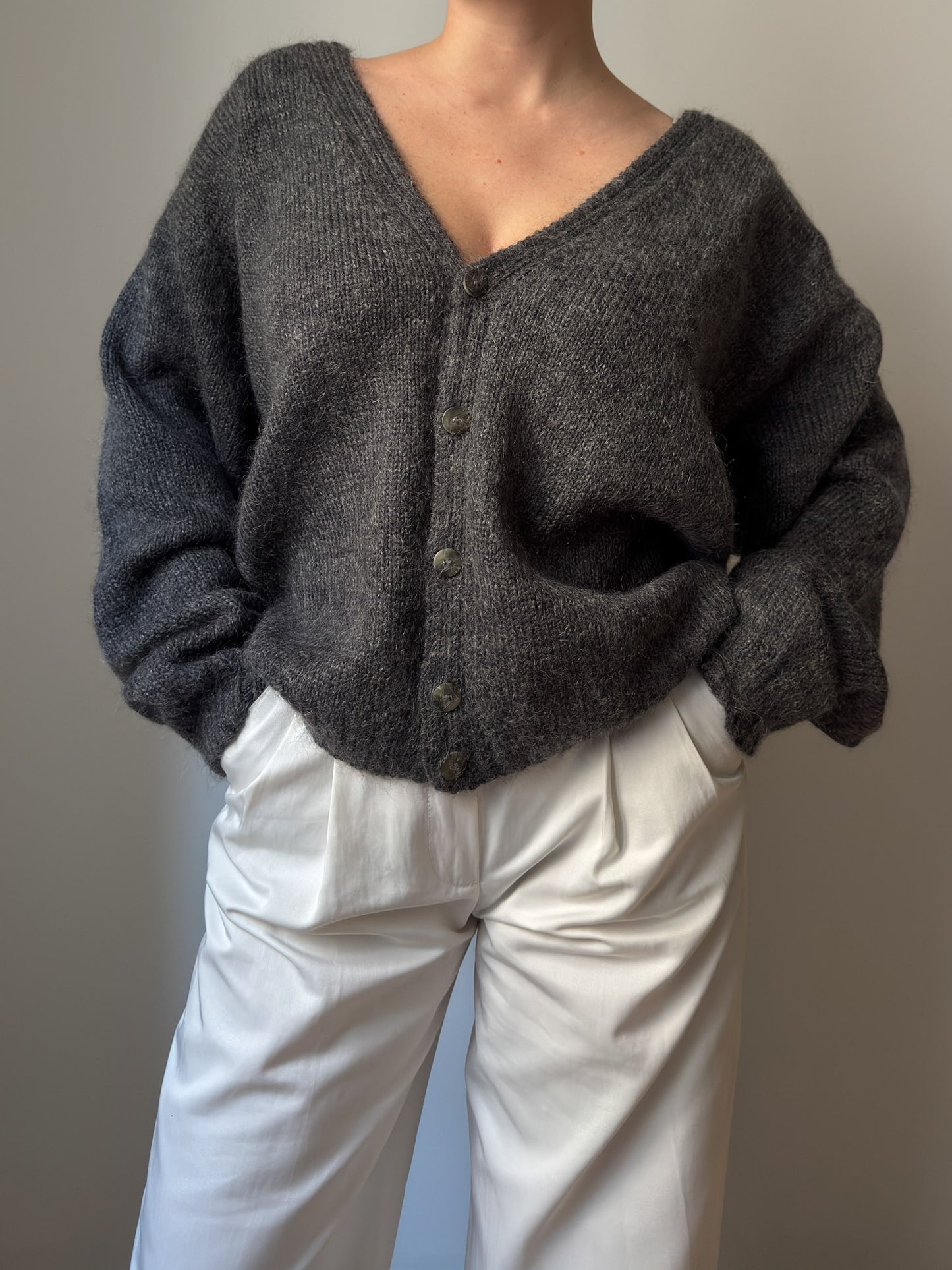 Pure wool grey cardigan