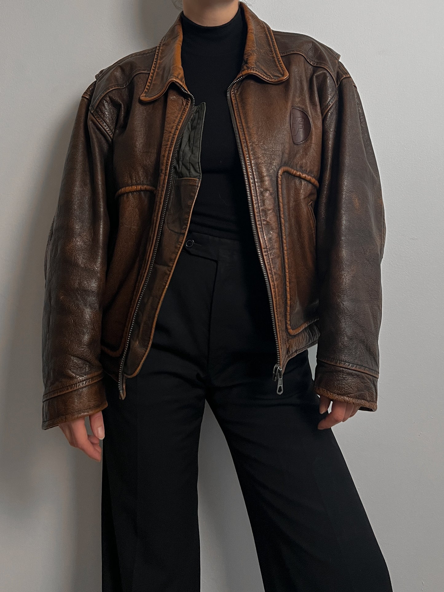 Genuine leather biker jacket