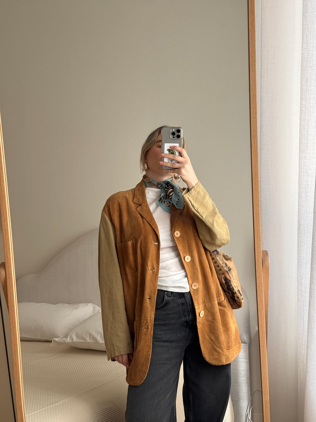 Suede and linen jacket